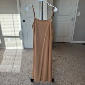 Linen Blend Midi Slip Dress